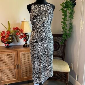 White House Black Market Black and White Midi Dress